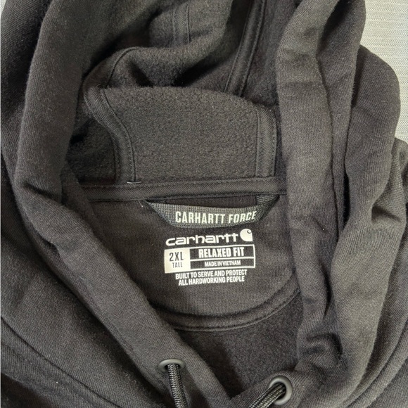 Carhartt Force Relaxed Fit Logo Hoodie Black 2XL Tall - Picture 2 of 3